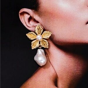 Anthropologie Gold and Pearl Earrings